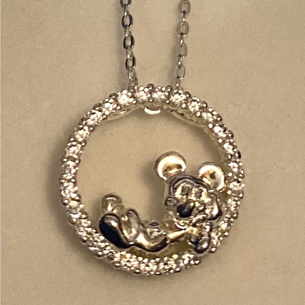 Disney Mickey Mouse sterling silver and rhinestone necklace